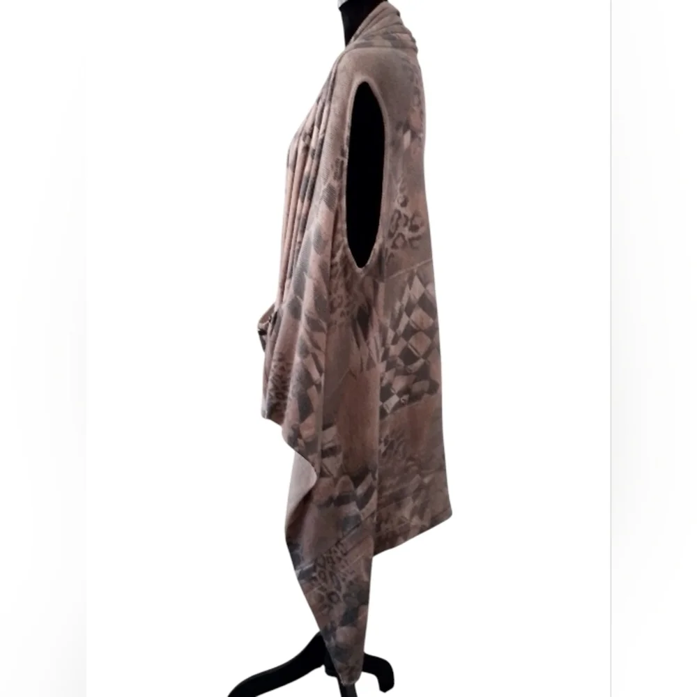 Vintage Boho XL Wool Lagenlook Artisy Poncho Vest Asymmetrical Cardigan